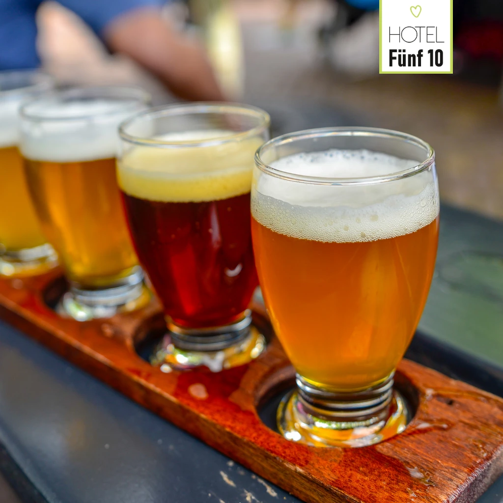 Bierverkostung mit vier Craft-Bieren im Hotel Fünf10.